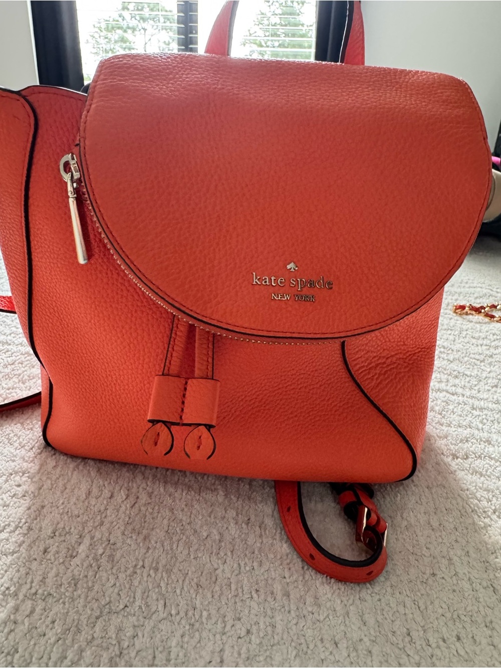 kate spade Orange Pebbled Leather Backpack
